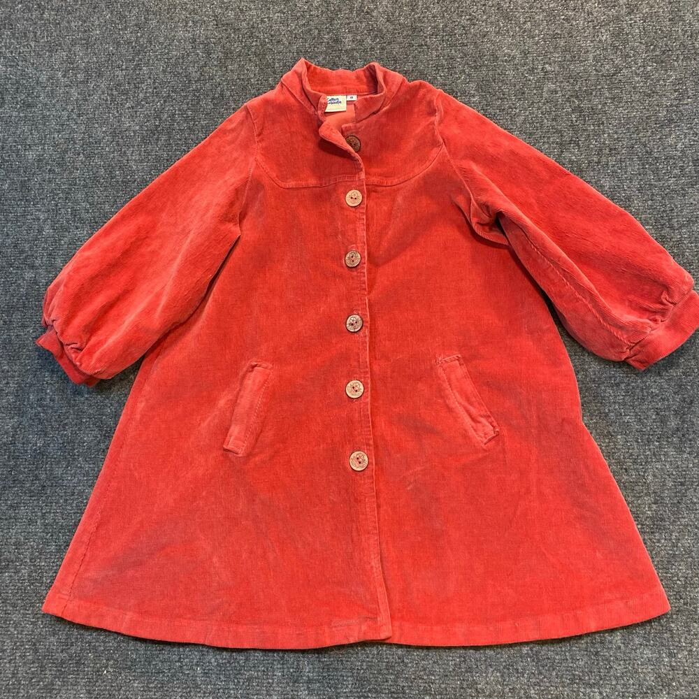 Cotton Caboodle Kids 8 Coral Red Cotton Corduroy Button A-Line Swing Coat USA